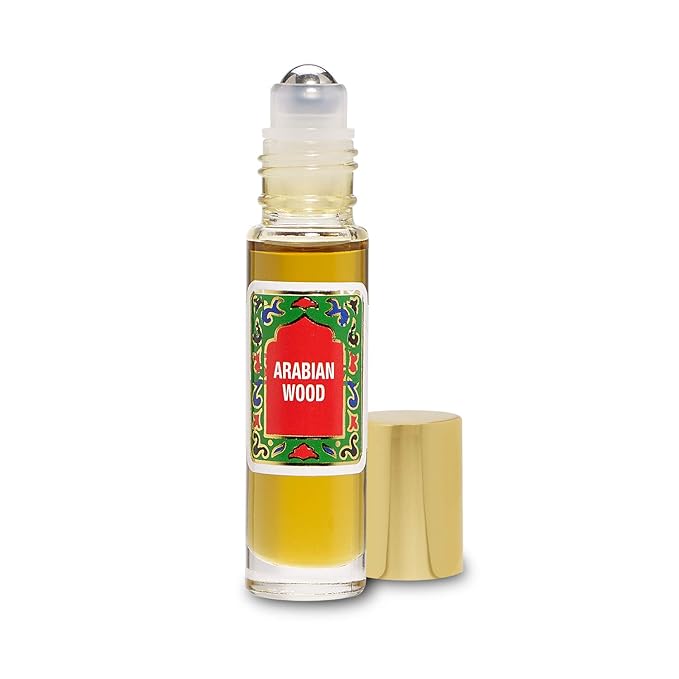 Arabian Wood Perfume Oil Roll-On - Arabian Fragrance Oil Roller (No Alcohol) Perfumes for Women and Men by Nemat Fragrances, 10 ml / 0.33 fl Oz