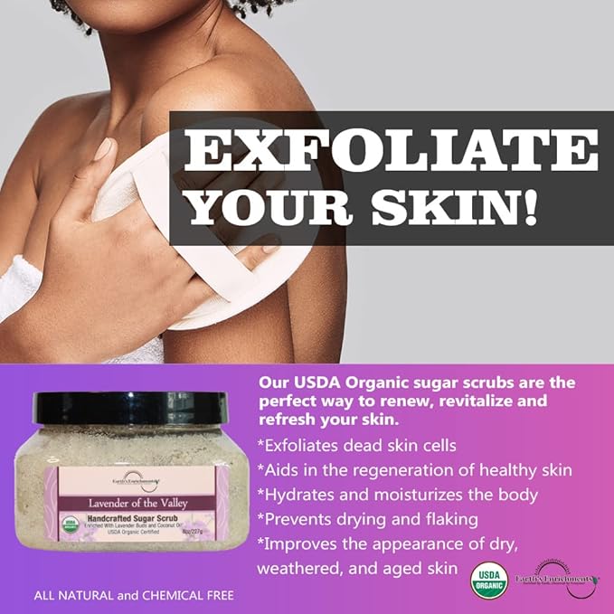 Sugar Scrub (USDA Organic) Lavender of the Valley (8oz) - Earth's Enrichments by Earth's Enrichments