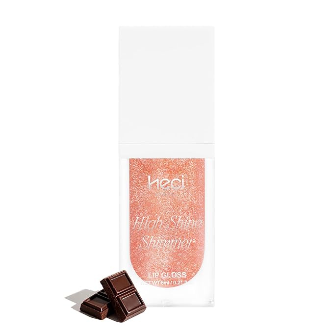 MAKEUP Glitter Lip Gloss –Nourishing and Hydrating with High-Shine Glimmer Finish & Sheer Wash Of Color, Chocolate Scent, Non-Sticky, Vegan & Cruelty-free, Crystal Nude 0.21 fl oz
