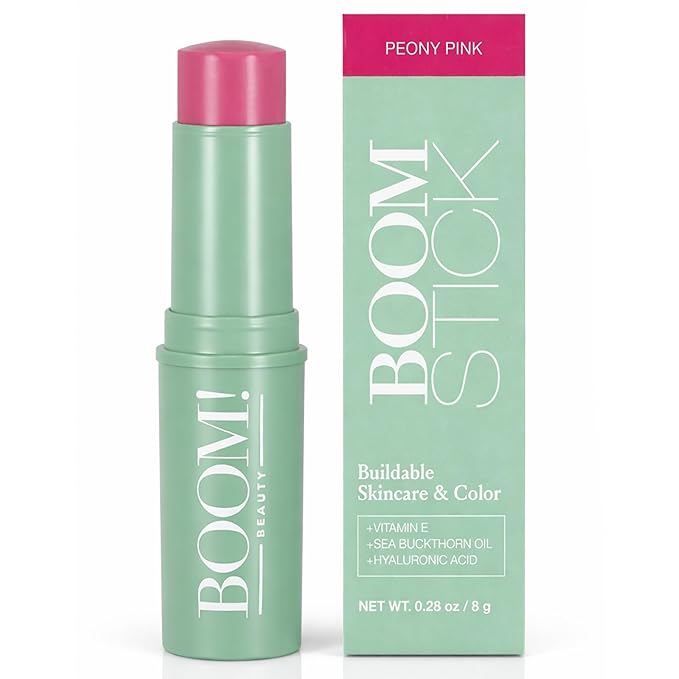 Boomstick Peony Pink ™ - Multistick for Cheeks & Lips - Vegan, Cream Blush Stick & Lipstick - Makeup for Older Women & Mature Skin Boom Stick By Cindy Joseph