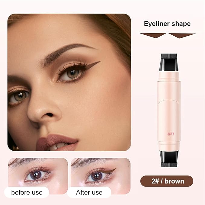 2 Pcs Eyeliner Stamp Set, Waterpoof Natural Foldable Eyeliner Stamp for Perfect Wings,Smudge Proof, Long-Lasting Eye Makeup (Black+Brown)