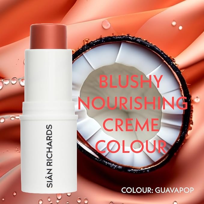 SIÂN RICHARDS Blushy Skin Tint Cream Blush Stick | Multi-Purpose for Cheeks Lips & Eyes | Lightweight Hydrating Formula | Seamless Blend | Natural to Bold Buildable Finish | Vegan Makeup | Guavapop
