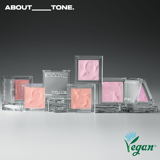 ABOUT TONE Fluffy Wear Blusher - Pressed Powder Cheek Blush with Airy and Soft Matte Blurring Finish Blendable & Buildable Natural Color Korean Makeup Vegan (05 DAILY CORAL)