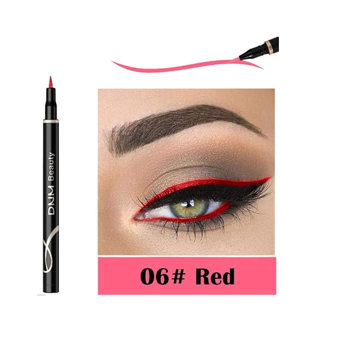 DNM Cat Eye Makeup Waterproof Neon Colorful Liquid Eyeliner Pen Make Up Comestics Long-lasting Black Eye Liner Pencil Makeup Tools (red)