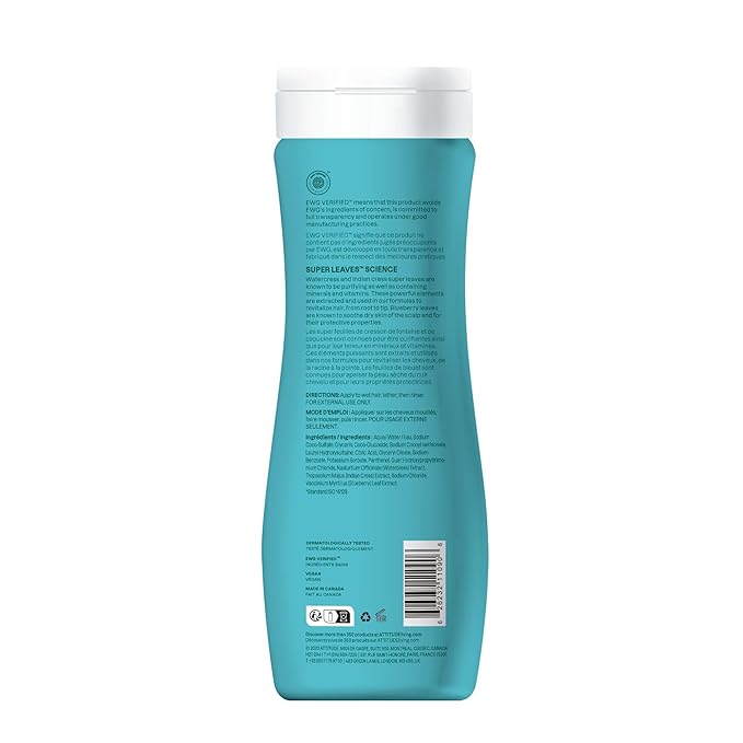 ATTITUDE Extra Gentle Hair Shampoo, EWG Verified, Soothes Dry Scalp, Naturally Derived Ingredients, Vegan and Plant Based, Unscented, 473 mL (Pack of 6)