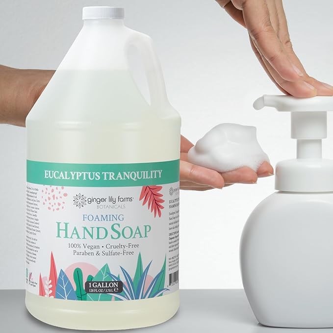 Ginger Lily Farms Botanicals All-Purpose Foaming Hand Soap Refill, 100% Vegan & Cruelty-Free, Eucalyptus Tranquility Scent, 1 Gallon (128 fl oz)