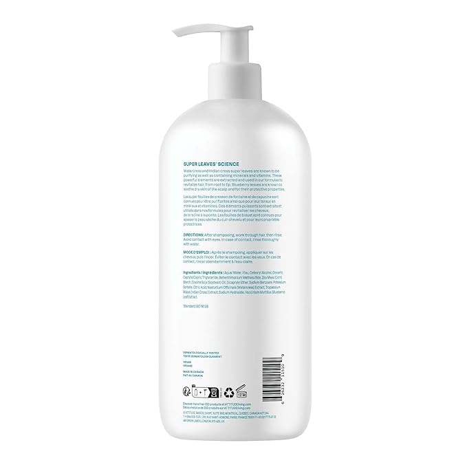 ATTITUDE Extra Gentle Hair Conditioner, Soothes Dry Scalp, Naturally Derived Ingredients, Vegan Detangler, Dermatologically Tested, Unscented, 32 Fl Oz