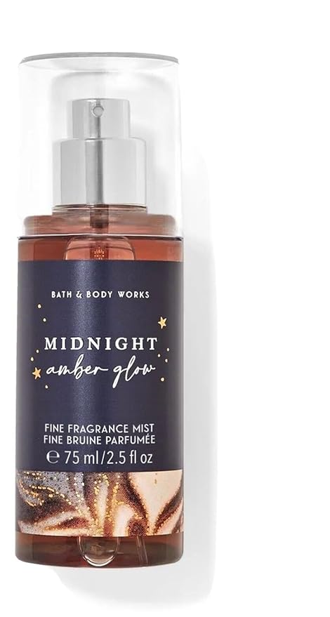 Bath & Body Works Midnight Amber Glow Fine Fragrance Mist Travel Size Mini Purse Spray 2.5 Ounce (Midnight Amber Glow)