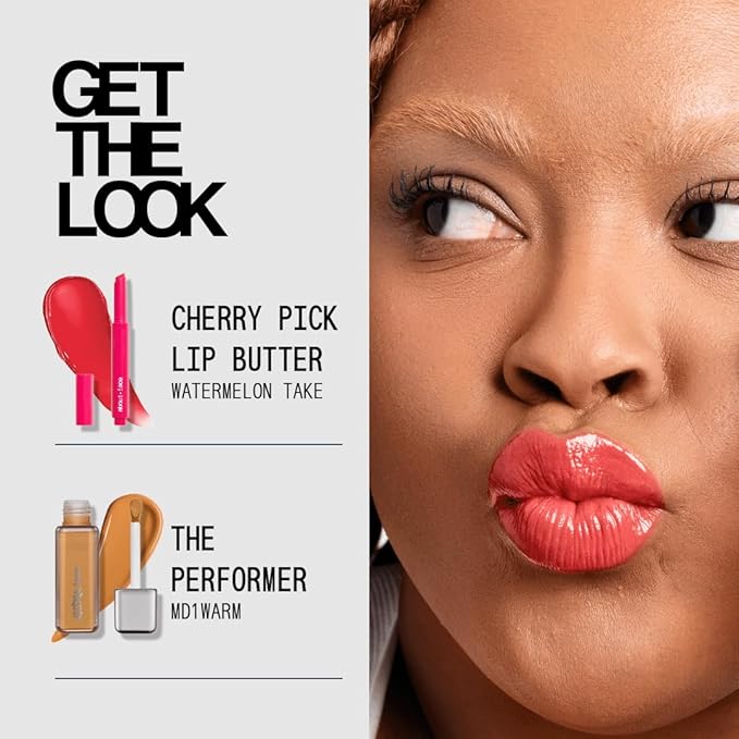 aboutface Cherry Pick Lip Color Butter – High-Shine, Hydrating Lip Balm with Pomegranate Flower Extract & Cherry Butter – Vegan, Cruelty-Free, Clean Beauty – 0.06 oz (Watermelon Take –Flamingo Pink)