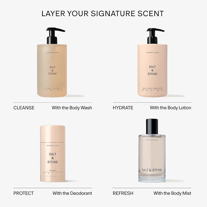 Salt & Stone Body Lotion for Women & Men | Saffron & Cedar | Hydrates, Nourishes & Softens Skin | Restores Dry Skin | Fast-Absorbing | Cruelty-Free & Vegan | 15.2 fl oz