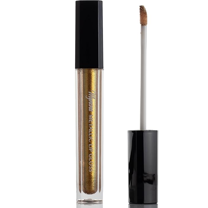 Mynena Yellow Gold Shimmer Lip Gloss Non-Sticky Filled with Iridescent Sparkles | Lightweight Lip Topper | Paraben-Free | Demi-Sheer Lipgloss from Cosplay to Everyday Glam | ISunny