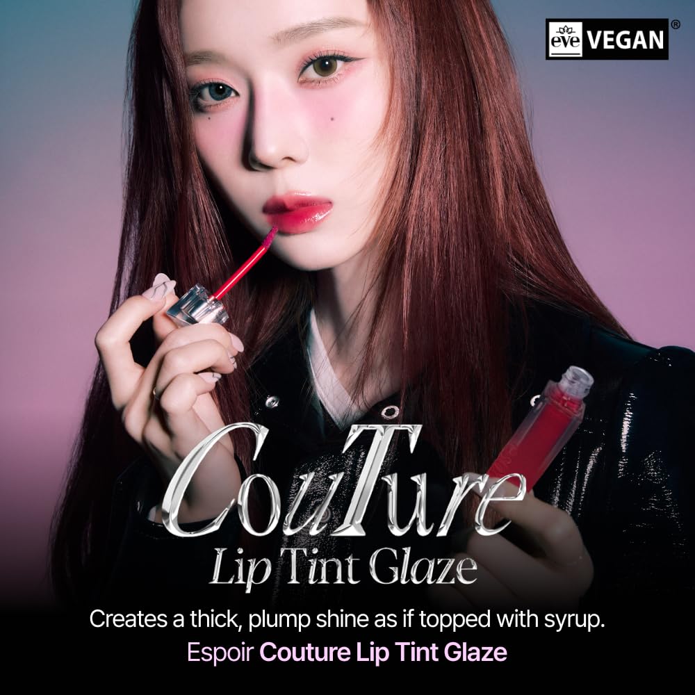 Couture Lip Tint Glaze #4 Hushed Cherry - Volumizing High-Shine Lip Plumper for Long-Lasting Vibrant Color and Radiant Moisture - Korean Lip Makeup 0.19Oz