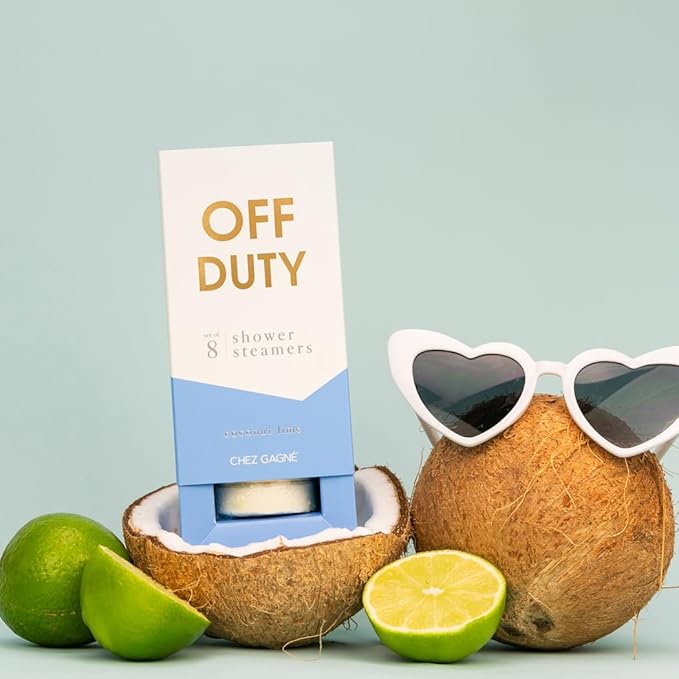 Aromatherapy Shower Steamers - Off Duty - Coconut Lime, Set of 8 - Vegan, Cruelty-Free, Made in USA - Paraben, Sulfate & Phthalate-Free - Relaxation Self Care Gift