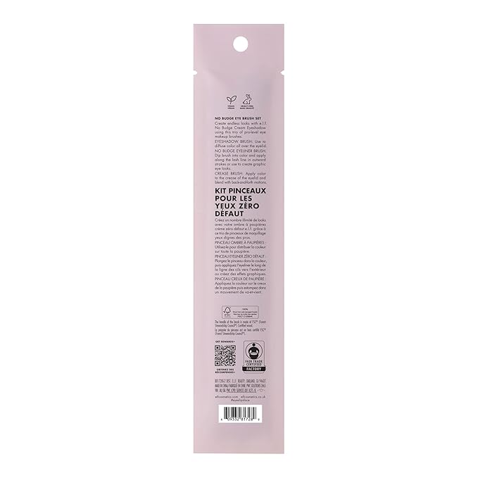 e.l.f. No Budge Brush Trio, 3-Piece Eyeshadow Brush Set For Applying & Blending Color, Use With The No Budge Cream Eyeshadows, Vegan & Cruelty-Free