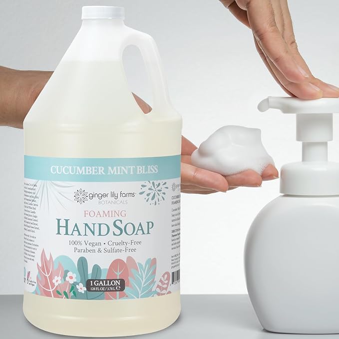 Ginger Lily Farms Botanicals All-Purpose Foaming Hand Soap Refill, 100% Vegan & Cruelty-Free, Cucumber Mint Bliss Scent, 1 Gallon (Pack of 4)