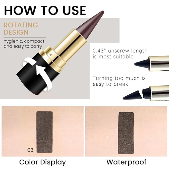 Kaely Brown Gel Eyeliner Pencil for Eyes, Crayon Eye Liner Waterproof Smudge Proof, Cat Eye Goth Halloween Makeup for Older Women, Eye Black Face Paint Eyeshadow Stick, Vegan & Cruelty-Free, 03