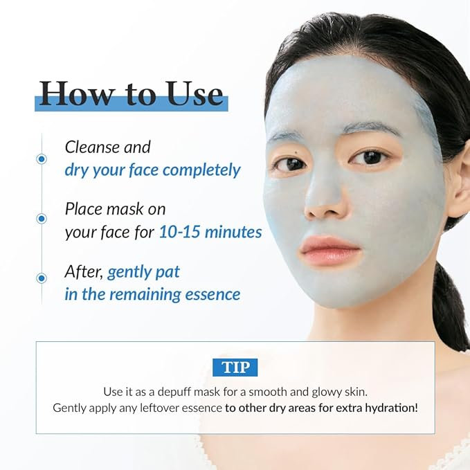 Dr.Althea Aqua Blue Hydration Mask | Reduce Facial Puffiness with Tannins | Sheet Mask for Long-Lasting Hydration | Vegan Korean Skincare (Pack of 4)