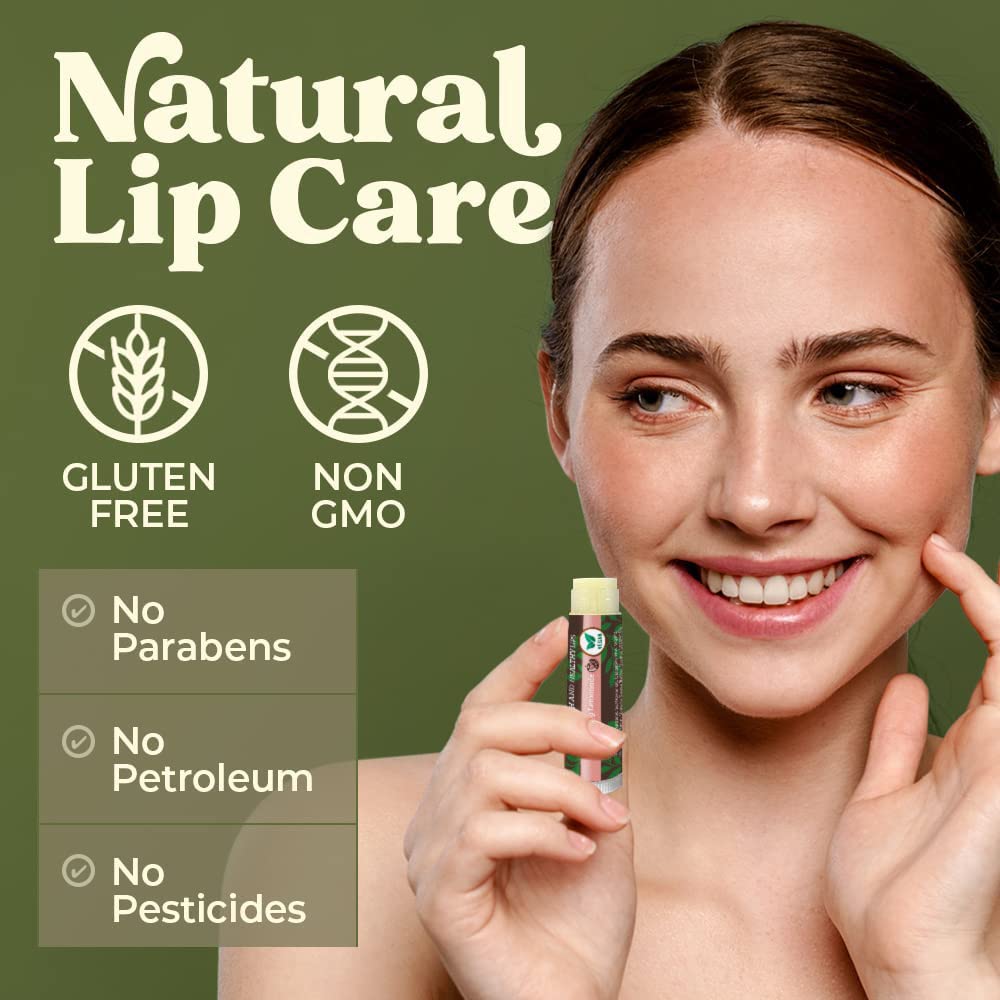 Vegan Lip Balm 4-Pack, Beeswax Free Lip Balm, Natural, Organic Flavors - Assorted Flavors, Plant Based Vegan Chapstick, Moisturizer