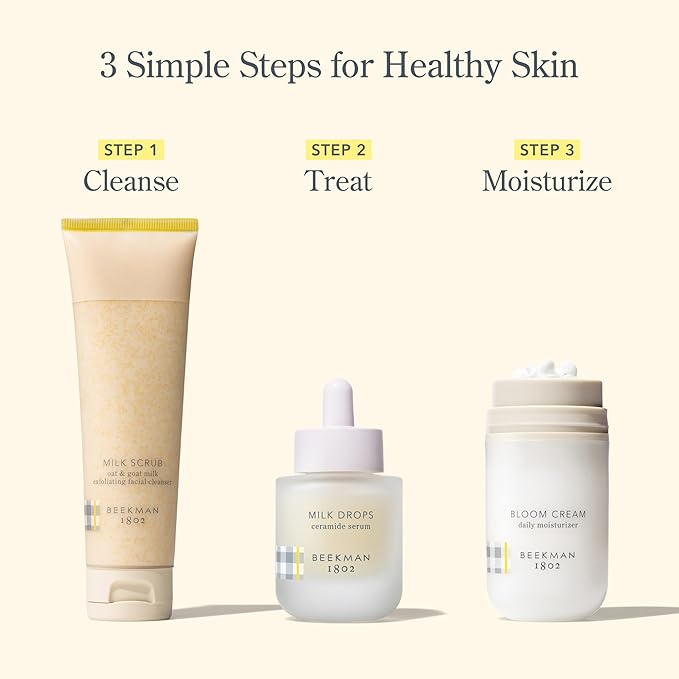 Beekman 1802 Milk Drops Ceramide Facial Serum – Hydrating Barrier Serum with Goat Milk, Ceramides, Squalane & Hyaluronic Acid – Lightweight, Non-Greasy – Fragrance Free – For Oily & Acne-Prone Skin