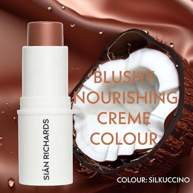 SIÂN RICHARDS Blushy Cream Blush Stick | Hydrating Skin Tint Makeup for Cheeks & Lips | Soft Balm Texture | Seamless Blend | Buildable Natural Glow | Vegan Formula | Silkuccino