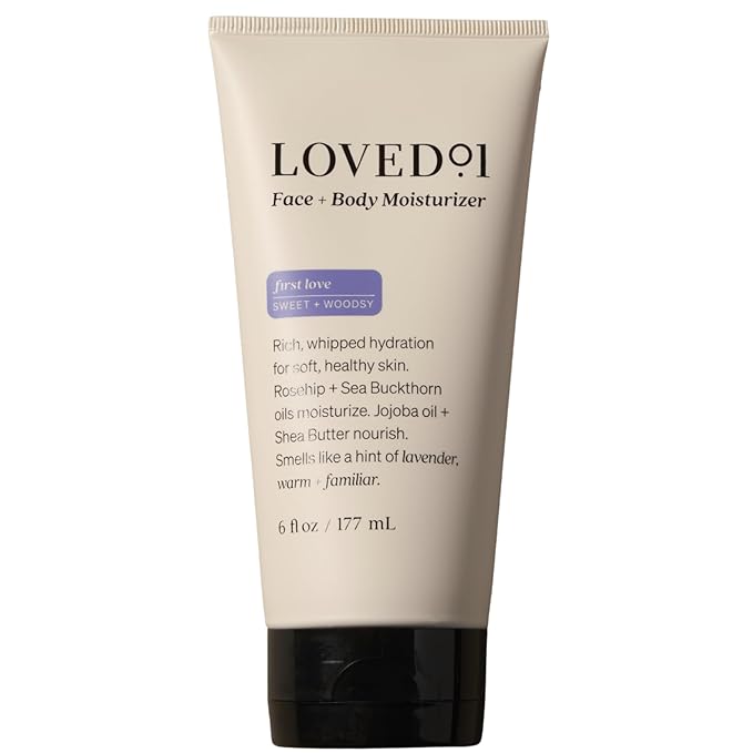 Loved01 Face & Body Moisturizer, John Legend Skincare, Daily Hydrating Shea Butter Cream, First Love Lavender Scent, For Dry & Sensitive Skin, Non-Greasy Formula, Vegan & Cruelty-Free, 6 oz