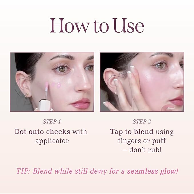 DEARDAHLIA Petal Drop Blush (Wavy) - Vegan Liquid Blush with Soft, Watercolor-like Finish. Sheer to Buildable Color for a Dewy, Natural Flush. Long-Wear Comfort. Korean Makeup for Cheeks. 0.14 oz