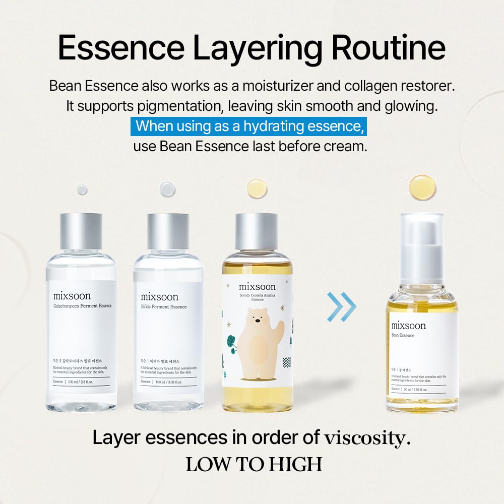 Bean Essence Exfoliating Hydrating Korean Skin Care Glass Skin Hyaluronic Acid Serum 1.61 Fl Oz (Pack of 1)