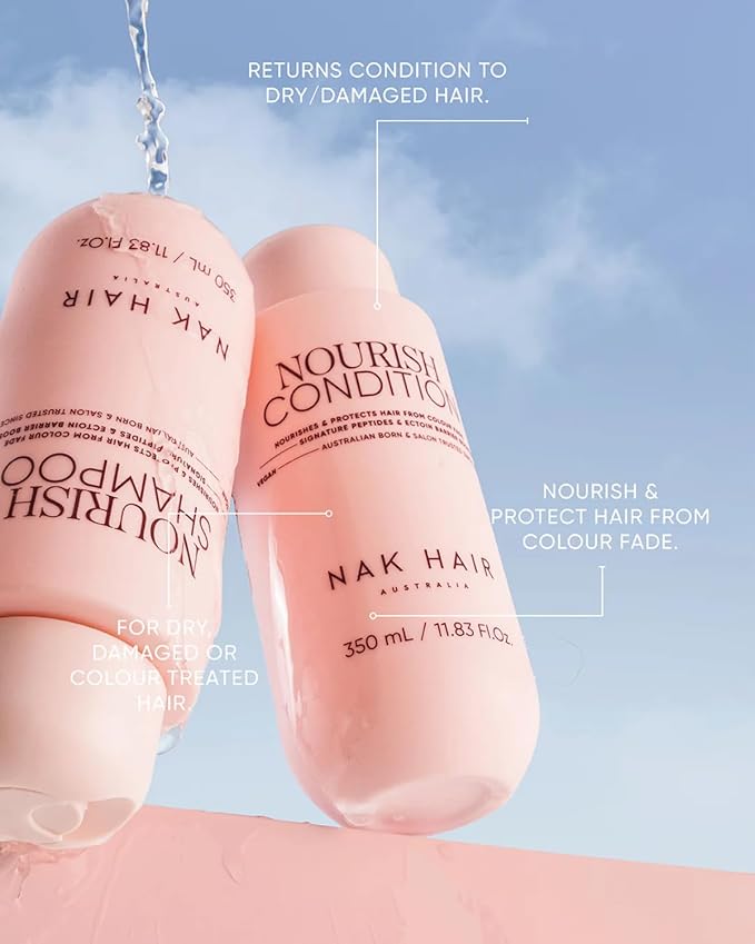 NAK Signature Nourish Condition 350ml - Color Protect Hair Conditioner - Moisturizing & Detangling for Color Treated & Damaged Hair with Peptides & Coconut Oil - Vegan