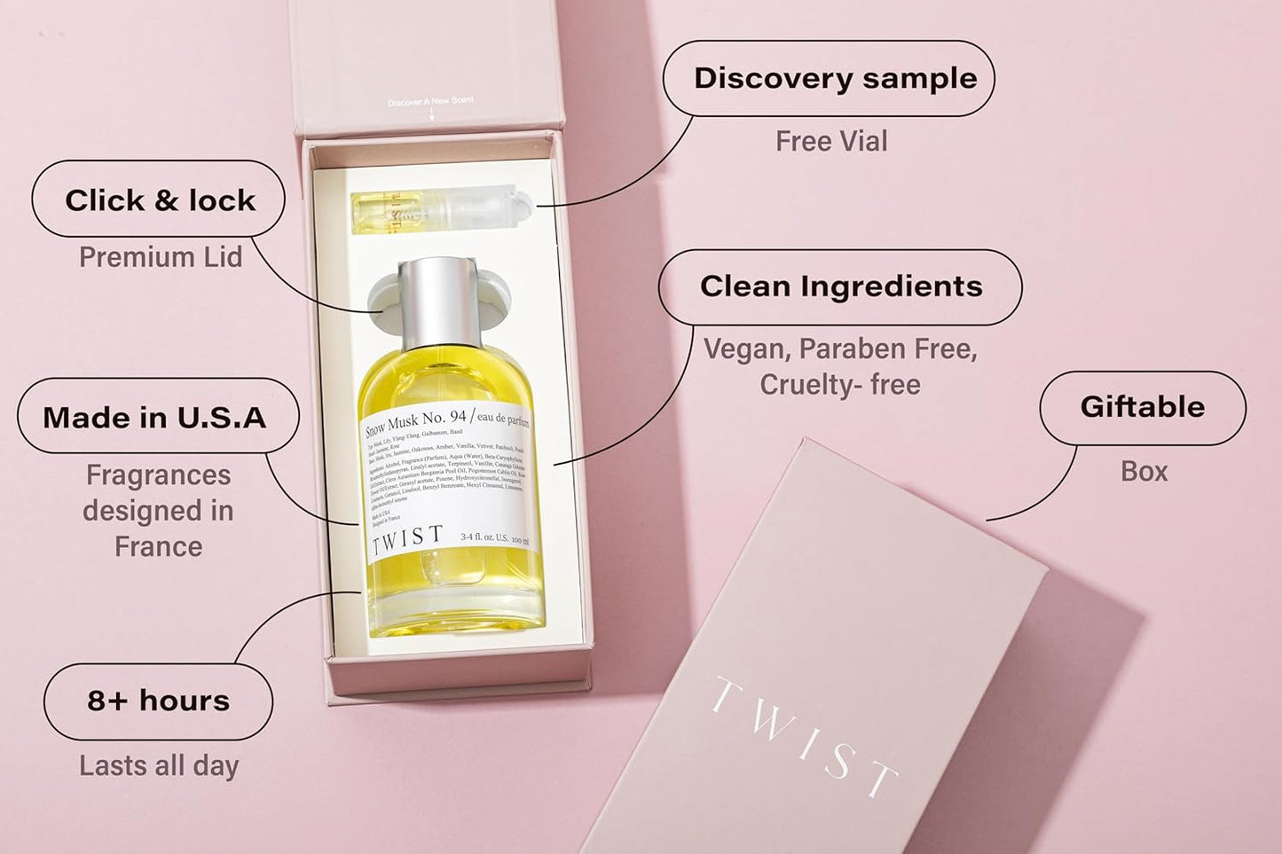 Snow Musk No. 94 Inspired by the Body S. White Musk, Long Lasting Perfume for Women, Paraben Free, Vegan, Clean Ingredients, Fragrance - Spray 100 Ml | 3.4 Fl. Oz.