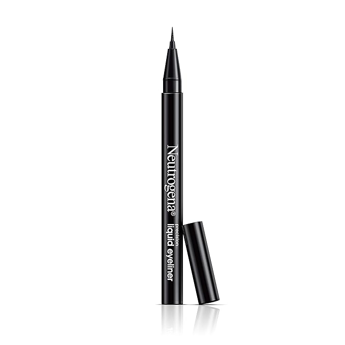 Neutrogena Precision Liquid Eyeliner with Honey & Coconut, Hypoallergenic, Smudge- & Water-Resistant Eyeliner Makeup for Precise Application, Jet Black, 0.013 fl. oz (Pack of 2)