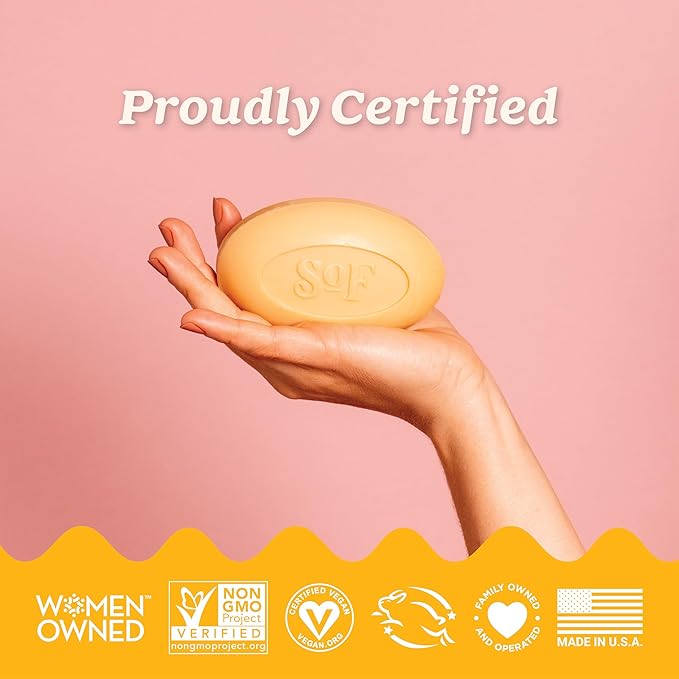 SoF Triple Milled Bar Soap - With Coconut Oil & Organic Shea Butter- Vegan & Non GMO- Free From Phthalates, Sulfates & Parabens- Lemon Verbena - 6 oz Bar 6 Bars