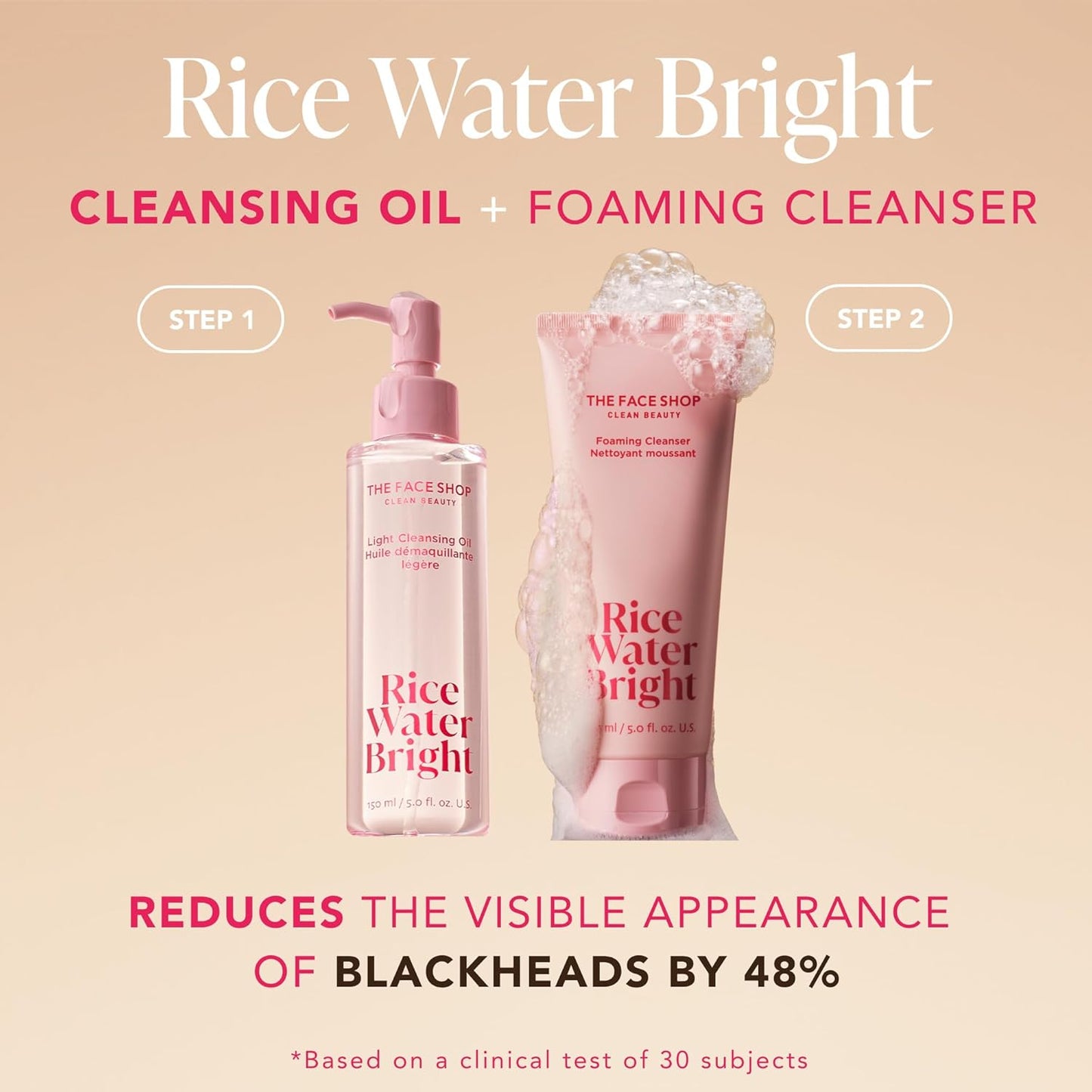 Revitalize Your Skin: Rice Water Bright Double Cleansing Duo Set - Hydrating Vegan Cleanser & Pore Control Oil for Radiant Complexion