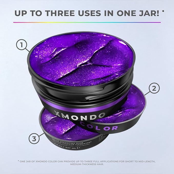 XMONDO Hair Color Super Purple Hair Healing Semi Permanent Color | Vegan Formula with Hyaluronic Acid to Retain Moisture, and Bond Boosting Technology, 8 Fl Oz