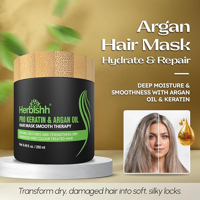 Herbishh 4-in-1 Hair Care Gift Set for Women & Men – Light Brown Hair Dye Shampoo, Stain Remover Wipes, Argan Hair Mask & Hair Oil – Gift for Parents, Christmas, Birthdays & Special Occasions