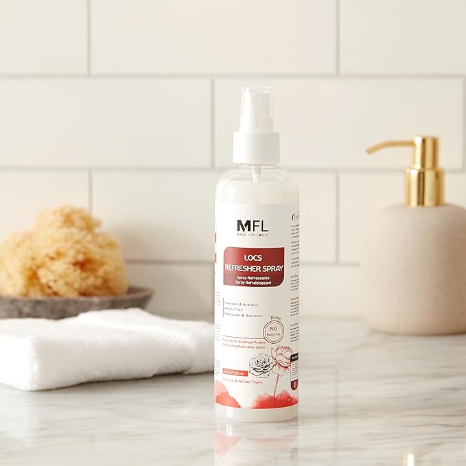 MFL MADE FOR LOCS Vegan Rose Water Refresher Spray, 8 oz - Locs Moisturizer, Locs Deodorizer, Amazing Scents (Rose)