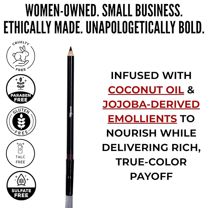 Mynena Brown Creamy Matte Waterproof Lip Liner | Long Lasting Transfer-Proof | Sharpenable | Blendable Pencil for Defined Lips