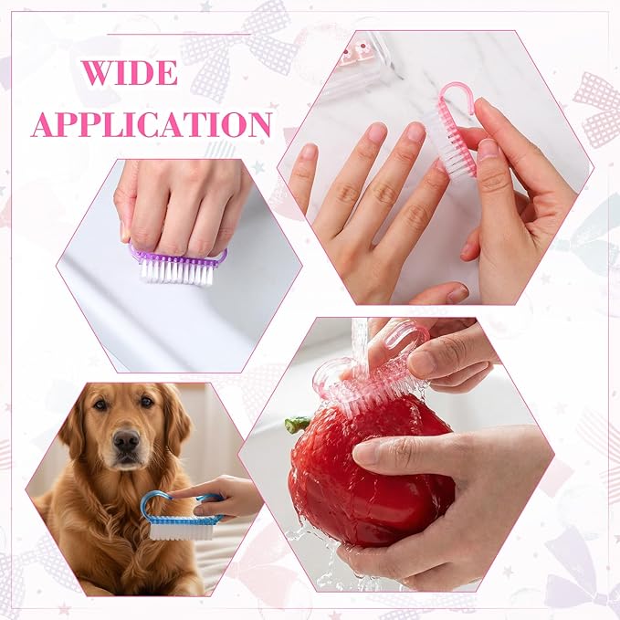 200 Pcs Handle Grip Nail Brush Bulk Nail Scrub Brush for Toes and Nails Cleaner Pedicure Scrubbing Tool Kit for Men and Women, 4 Colors