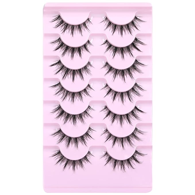 Manga Lashes Natural Look Anime Lashes Cosplay False Eyelashes with Clear Band 3D Wispy Eyelashes Asian Japanese Korean Style Manhua Lashes Look Like Individual Clusters Pack by EYDEVRO