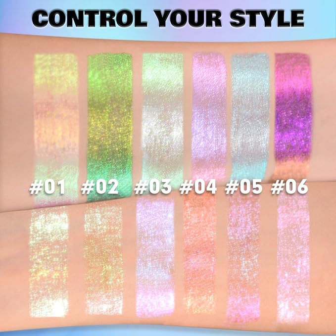CHARMACY 2 in 1 Starlit Duochrome Liquid Eyeshadow, Glitter Sparkle Colorful Liquid Eyeliner, Quick Drying, High Pigmented, Long lasting Holographic Glitter Multichrome Eye Makeup #01