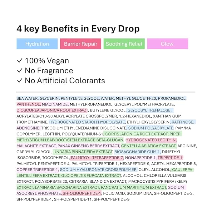DEEPERCENT Bluewater Marine Barrier PDRN Serum – Dewy Skin Deep Hydration Long Lasting Moisture Hyaluronic Acid Niacinamide Fast Absorbing Healthy Barrier Fragrance Free Korean Skincare (1.52 fl oz)