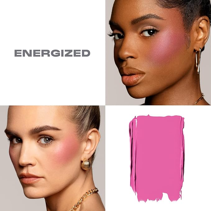 Morphe Huephoric Rush 3-in-1 Silk Cream Blush - Cream-to-Matte Buildable Blush for Cheeks - Primes, Hydrates & Blurs Skin for a Supple-Matte Finish - Energized (0.28 Ounce)
