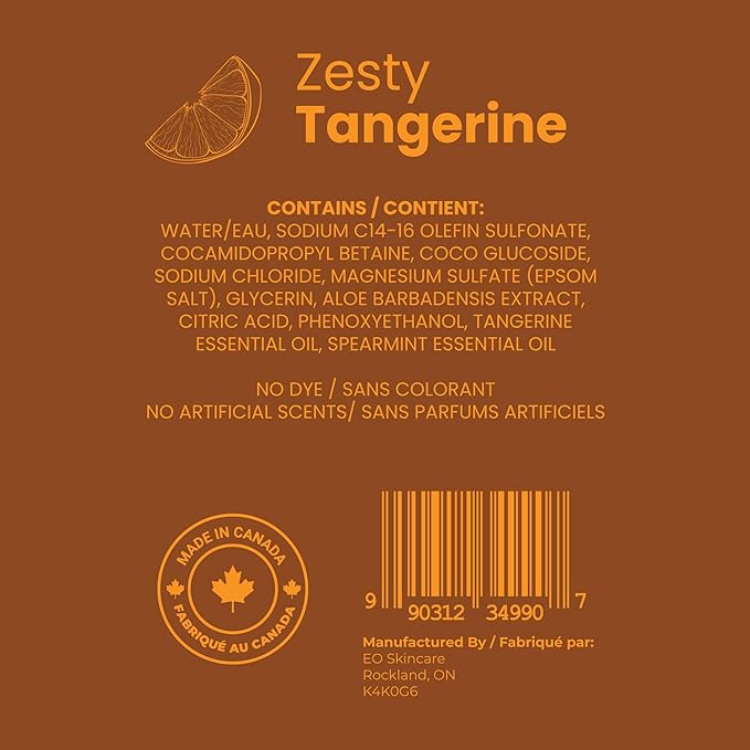 Luxury Foaming Bath - Natural Scented Bubble Bath with Essential Oils and Epsom Salt - Zesty Tangerine Scent, 33.8 fl oz / 1L