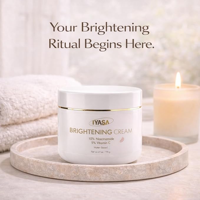 IYASA Brightening Cream for Face & Body, 5% Vitamin C & 10% Niacinamide, Water-Based Moisturizer Evens Tone & Revives Dull Skin, Clean, Vegan, Cruelty-Free, Sensitive Skin-Safe, 16 oz.