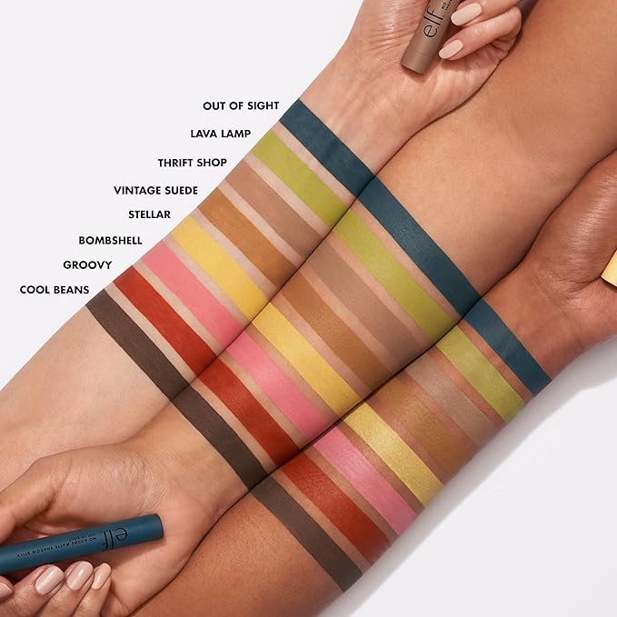 e.l.f. No Budge Matte Shadow Stick, One-Swipe Cream Eyeshadow Stick, Long-Wear & Crease Resistant, Matte Finish, Vegan & Cruelty-Free, Bombshell