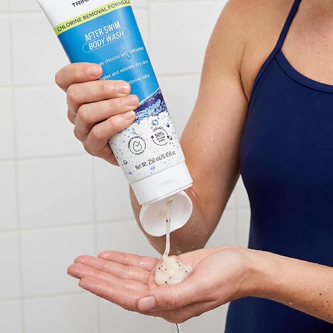 TRIHARD Chlorine Removal Body Wash Travel Size, Protects and Hydrates Sensitive Skin from Pool and Ocean, Travel Essentials for Post Swim Chlorine Skin Protection (Pack of 25)
