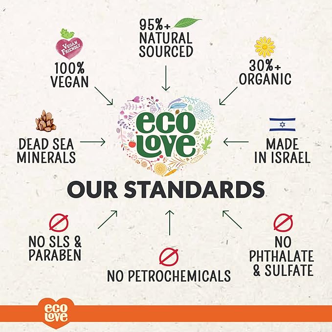 ecoLove - Natural Moisturizing Body Wash for Dry Skin - With Organic Carrot, Pumpkin and Sweet Potato - No SLS or Parabens - Vegan and Cruelty-Free Shower Gel, 17.6 oz