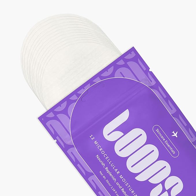 LOOPS MicroCellular Moisturizer Korean Skincare - Nourish, Replenish, and Rebalance - Collagen Boosting & Restoring - Pre-soaked Veocell Embo Bamboo Pad - Anti-Aging Face Moisturizer - Pack of 7