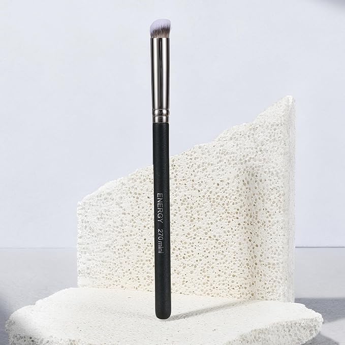 ENERGY Small Concealer Brush Mini Flat Angled Kabuki for Under Eye Concealing Blending with Powder Liquid Cream Make Up Appllicator Soft Vegan Makeup Brush