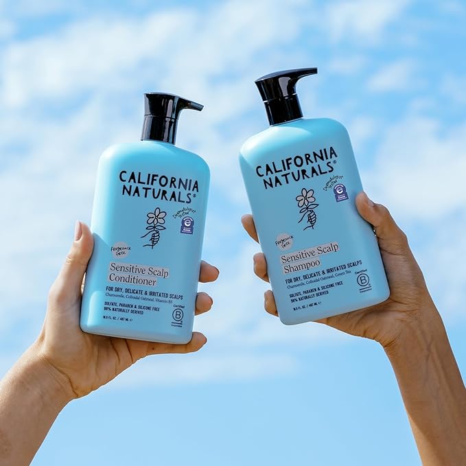 California Naturals Sensitive Scalp Shampoo & Conditioner Set, Soothing Gentle Hair Care for All Hair Types, Unscented & Fragrance Free, Vegan, Cruelty, Paraben & Sulfate Free, Color Safe, 16.5 oz