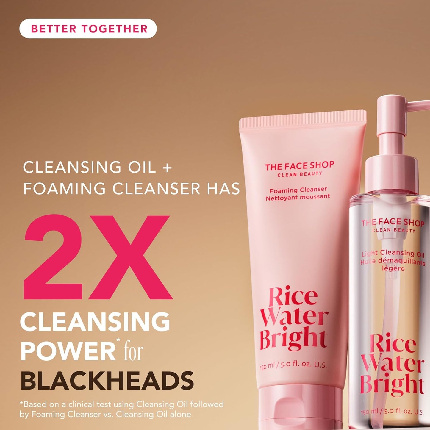 Revitalize Your Skin: Rice Water Bright Double Cleansing Duo Set - Hydrating Vegan Cleanser & Pore Control Oil for Radiant Complexion